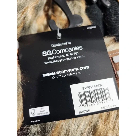 Star Wars Chewbacca Slippers Kids L 9-10 Brown Fuzzy Plush Cozy‎ - Picture 3 of 6